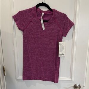 lululemon athletica Magenta Striped Short Sleeve Tee
